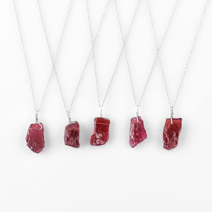 Natural Gemstone Pendant Necklace for Women Handmade Birthstone Healing Crystal Jewelry Chain 20" Stone Birthday Christmas Wedding Gifts for Her