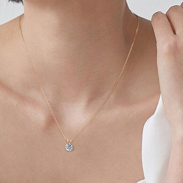 SMILEST Birthstone Necklaces for Women Mom Wife, 1ct Sparkle Round Cut Birthstone Pendant 925 Sterling Silver Necklace Anniversary Birthday Gifts for Women Mom Wife Friend