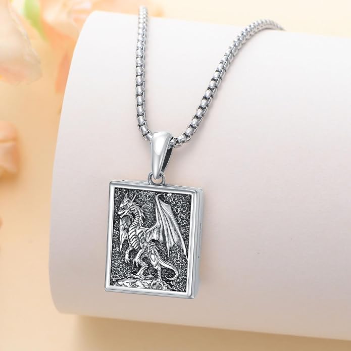 PELOVNY Locket Necklace That Holds Pictures 925 Sterling Silver Photo Locket Pendant Birthday Christmas Memorial Jewelry Gifts for Women Men