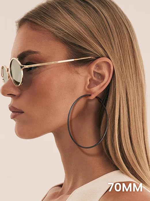 KeyStyle Gold Hoop Earrings for Women, Stainless Steel Hoops Earring Lightweight Loops, 2 mm Thick Hypoallergenic Circle Endless Thin Hoop (20/30/40/50/60/70/80/90/mm)
