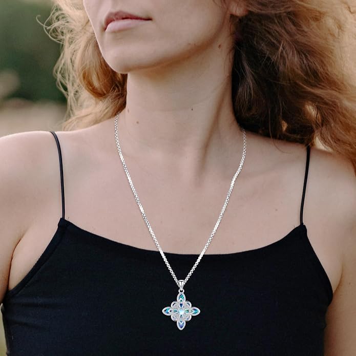 Pentagram Necklace Sterling Silver Triple Moon Goddess/Celtic Knot Witches Knot/Ankh/Sun and Moon/Hecate/Lilith/Santa Muerte/Tetragrammaton Pendant Necklace Pagan Wiccan Magic Egyptian Amulet Jewelry for Women Men