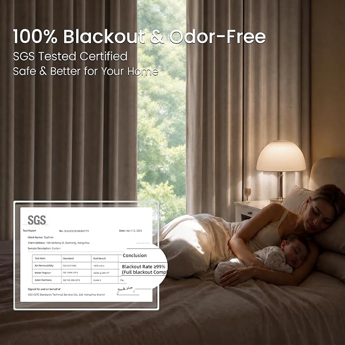 Topfinel Oatmeal 108 Inch Tall Blackout Bedroom Curtains, Versatile Linen Window Drapes with Back Tabs for Track System, Energy efficient Soundproofing Neutral Rustic Panels Oatmeal 52" W*108" L