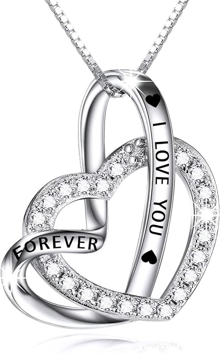 Cuoka 925 Sterling Silver Heart Necklace I Love You to The Moon and Back Pendant Sun Star Moon Necklace Jewelry for Women with Gifts Box