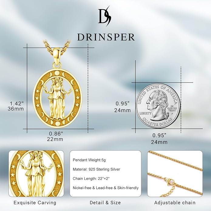 Hecate Wiccan Triple Moon Goddess Necklace Tetragrammaton Nudo De Bruja Plata 925 Original Sterling Silver Cat Moon Pendant Hekate Witch Necklace Amulet Witchy Jewelry Gifts for Women Men