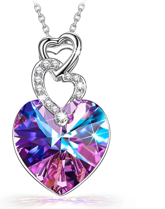 14K White Gold Plated Heart Crystal Necklace for Women, Gift Packaging Included for Your Special Her, Hypoallergenic for Sensitive Skin