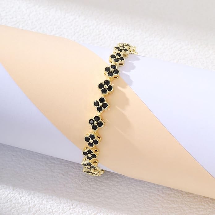 18K gold-plated mother of pearl enamel, adjustable clover lucky bracelet for women/New Year gift/Valentine's Day gift