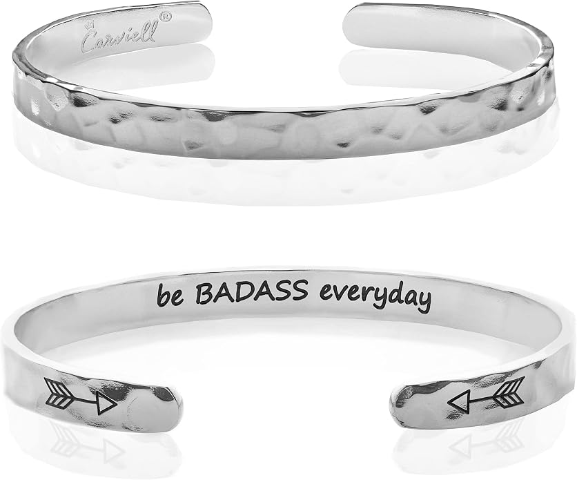 Carviell Bracelet - Gifts for Women – Inspirational, Friendship, Love, Mom, Daughter, Sister, Christian, Graduation, Memorial & Wedding Gifts – 100+ Phrases – Stainless Steel, Gift-Ready