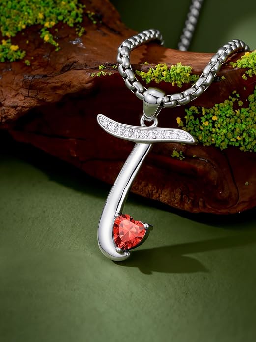 Birthday Gifts for Women Alphabet A to Z Initial Birthstone Pendant Necklaces for Women - 18k White Gold Plated Personalized Name Jewelry Anniversary Graduation Gifts for Wife Her Daughter Girlfriend(with Gift Box)