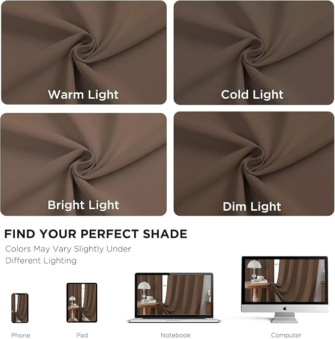 Joydeco Blackout Curtains 96 Inches Long for Bedroom, Thermal Insulated Black Out Curtains 2 Panels Set, Room Darkening Drapes for Living Room Window (W52 x L96 Inch, Khaki)