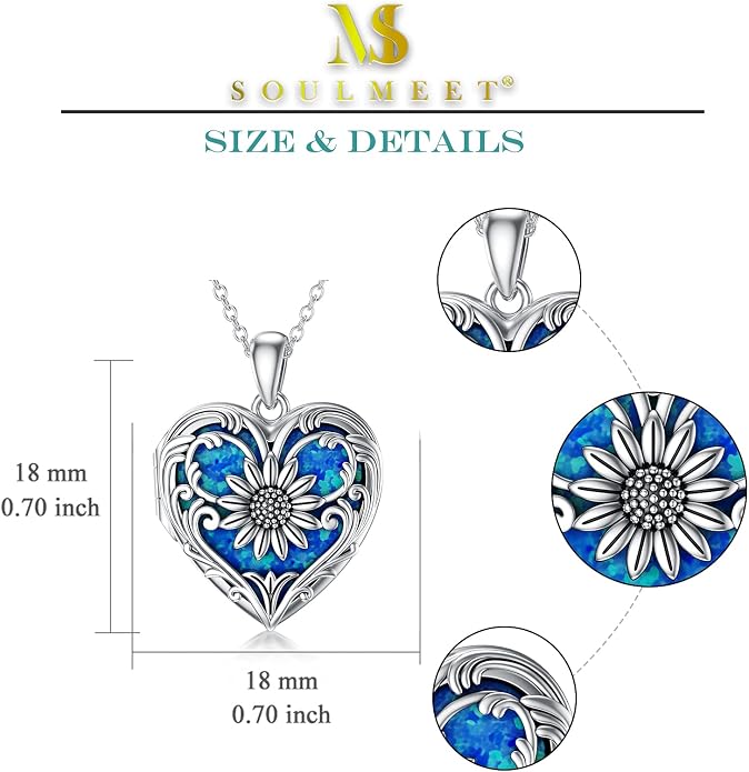 SOULMEET Personalized Silver Locket Necklace That Holds Pictures Photo Keep Someone Near to You, Memorial Custom Lockets Necklaces Letters Engraving for His Her