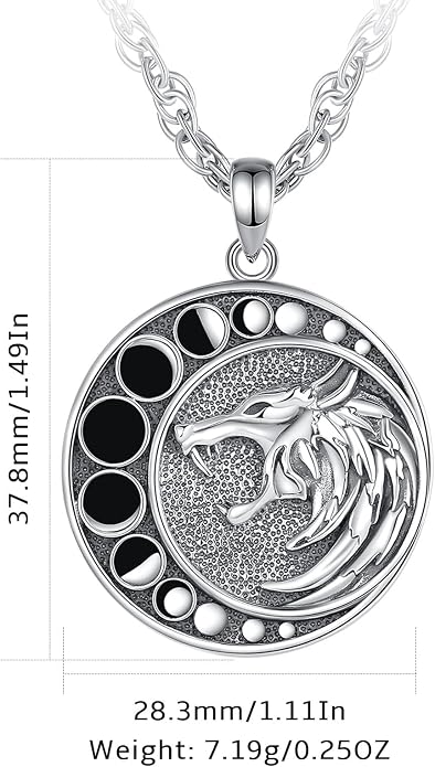 Vito 925 Sterling Silver Viking Necklace for Women Men, Viking Dragon/Wolf/Horse/Tree of Life Pendant Norse Amulet Nordic Jewelry for Men