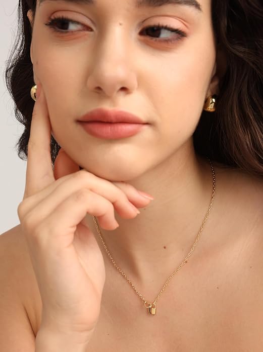 FRUMOS Gold Plated Necklace for Women, Dainty Layered Chain Necklace, Fashion Jewelry for Daily Wear