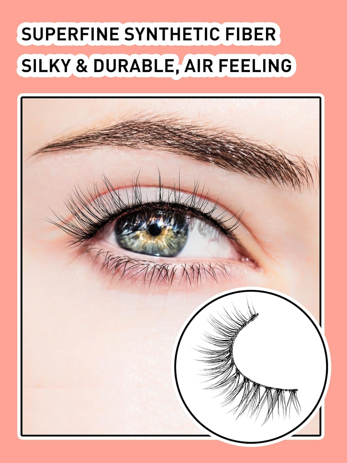 False Eyelashes Wispy Lashes Natural Look 12mm Cat Eye Eyelashes 3D Volume Natural Lashes 0.1MM Thin Band Strip Lashes Siligli Eye Lashes C Curl 7 Pair