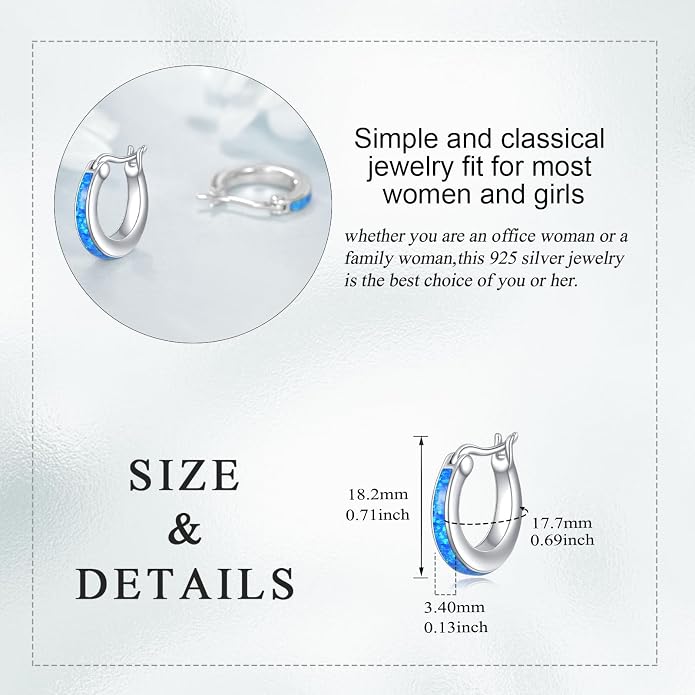 Moonstone/Pink Opal/Blue/Abalone Hoop Earrings for Women Sterling Silver Small Hoop Earrings Teardrop Huggie Earrings Jewelry Gifts