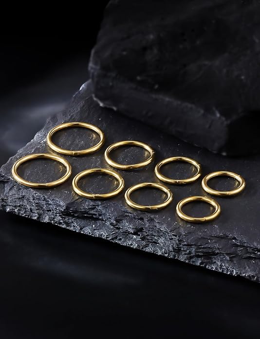 20G 18G 16G 14G 12G 10G 8G 6G Nose Rings Hoops 316l Surgical Steel Clicker Septum Lip Ring Tragus Helix Daith Rook Conch Snug Cartilage Lobe Earrings Hoop Piercing Jewelry For Women Men