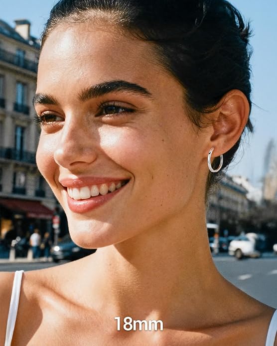 PROSTEEL Hoop Earrings for Women, Huggie Hoop with 925 Sterling Silver Post, 8/10/12/14/16/18/20mm Small Huggie Hoops, 14K Gold Plated/Silver/Black/Rose Gold Hypoallergenic Earrings Jewelry