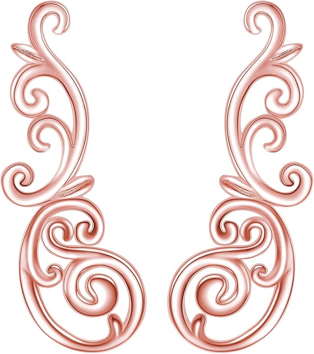 Ear Climbers Earrings for Women Sterling Silver Vintage Ear Crawler Earrings Jewelry Gifts for Women