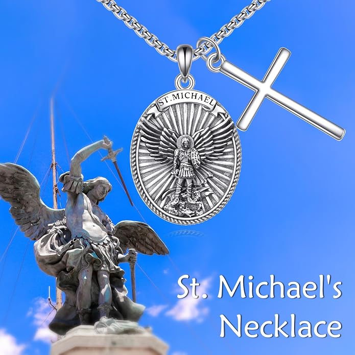 POPLYKE Faith/Sword/Mustard Seed/Horse/Wolf/Thor's Hammer/Viking/Devil Eyes Snake Sterling Silver Necklace for Men Jewelry Birthday Gifts