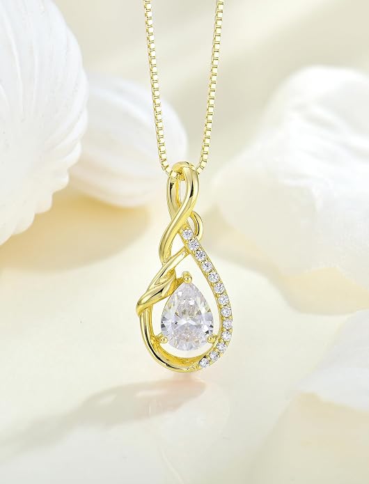 STARCHENIE Infinity Teardrop Pendant Necklace for Women 925 Sterling Silver Birthstone Jewelry