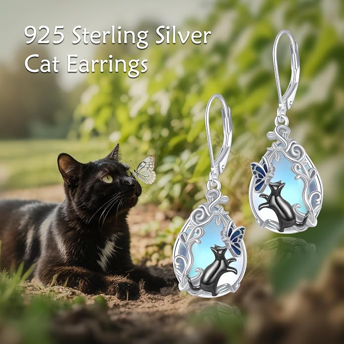 Butterfly/Paw Print/Highland Cow/Cat/Dog/Hummingbird/Dragonfly Earrings 925 Sterling Silver Animal Hypoallergenic Drop Dangle Earrings Animal Valentine's Day Jewelry for Women
