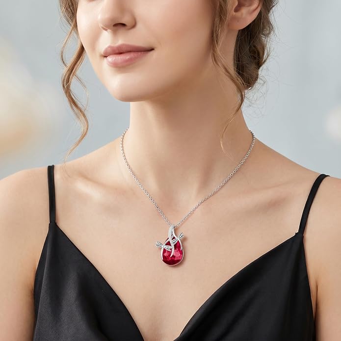 PRAYMOS S925 Sterling Silver Birthstone Necklaces for Women Dainty CZ Necklace Dragonfly Pendant Minimalist Jewelry Gift