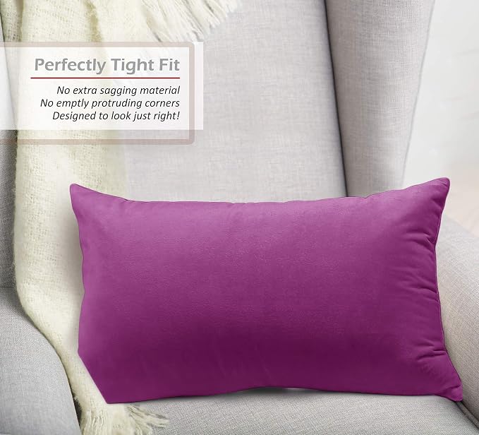 Nestl Throw Pillow Covers, Cozy Velvet Decorative Pillow Covers 12 x 20 Inches, Soft Solid Couch Pillow Covers for Sofa, Bed and Car, Set of 2 - Orchid Purple