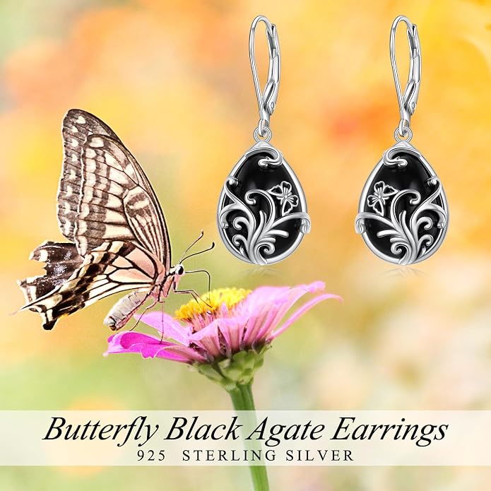 925 Sterling Silver Filigree Dangle Drop Earrings Daisy/Lotus/Rose Flower/Moonstone Leverback Teardrop Earrings for Women Infinity Celtic Knot Daisy Lotus Jewelry for Mothers Day
