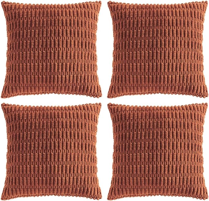 Fancy Homi 4 Packs Decorative Throw Pillow Covers for Living Room Couch Bed, Modern Farmhouse Boho Home Décor Accent Cushion Case, 26" x 26", Rust