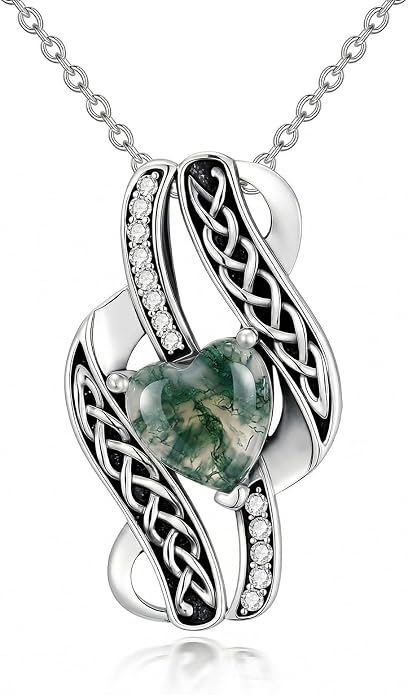 PELOVNY Celtic Knot Necklaces for Women 925 Sterling Silver Gemstone/Birthstone Teardrop Infinity Necklace Irish Celtic Pendant Jewelry Gifts for Mom Daughter Wife