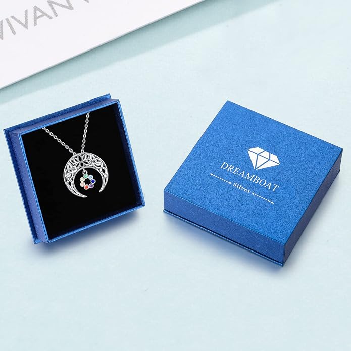 Dreamboat Sterling Silver Moon and Star Necklace Silver Crescent Moon Necklaces for Women Star Pendant Celestial Jewelry Gifts