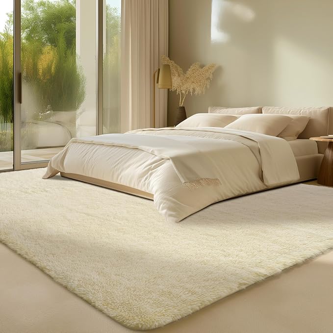 Sour Lemon Area Rugs 9x12 Living Room Bedroom, Large Fluffy Shag Rug | Shaggy Carpet, Soft Plush Furry Bedside Rugs, Anti Slip, Washable Area Modern Rugs Floor Mat for Kids Girls Boys Living Room