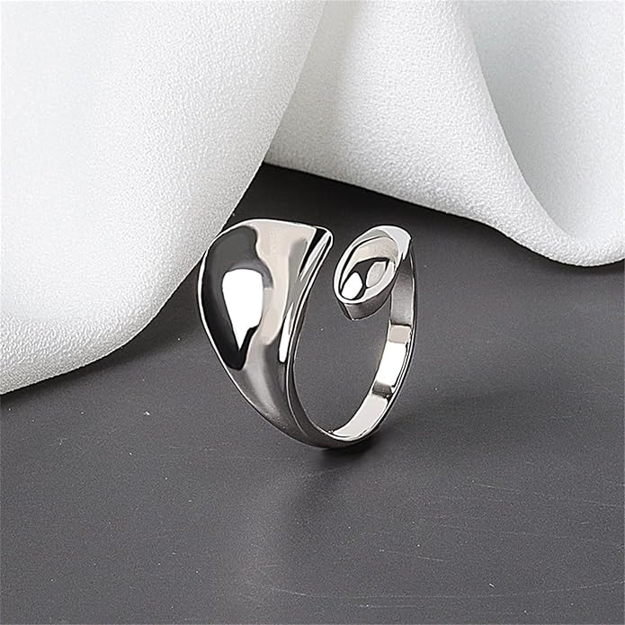 YBMYCM 3-10Pcs Dome Rings Set Chunky Gold Ring for Women Men 14k Gold Plated Thick Adjustable Statement Ring Gold/Silver