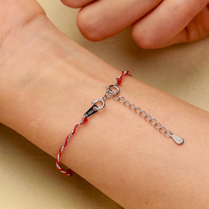 Lucky Red String Protection Bracelets for Women Men 925 Sterling Silver 14K Gold Plated Adjustable Gold Chain Red String Bracelet Red Braided Initial Strand Bracelet Handmade Jewelry for Couple Daughter Birthday Jewelry Gifts