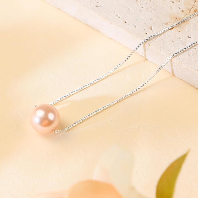 Sereney Sterling Silver Birthday Gifts for Girls Women, Pearl Necklace as 7 9 10 11 13 15 16 18 21 30 40 50 60 Year Old Birthday Gifts, Single Pearl Necklace as Bday Gifts for Friends