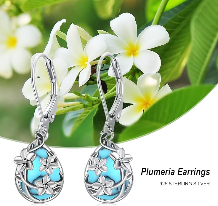 Flower Earrings 925 Sterling Silver Flower Teardrop Leverback Dangle Earrings Jewelry Gifts for Women Girls