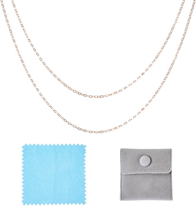 Elecrelive 925 Sterling Silver Cable Chain 3.28 Feet Rose Gold Unwelded Necklace Chains with Velvet Storage Bag for Men Women Jewelry Bracelet DIY Making