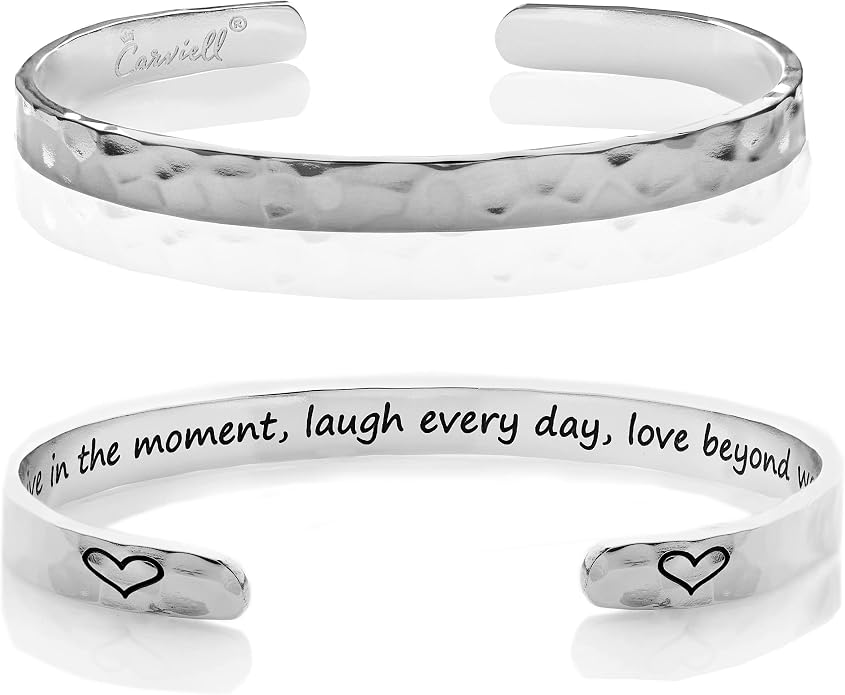 Carviell Bracelet - Gifts for Women – Inspirational, Friendship, Love, Mom, Daughter, Sister, Christian, Graduation, Memorial & Wedding Gifts – 100+ Phrases – Stainless Steel, Gift-Ready