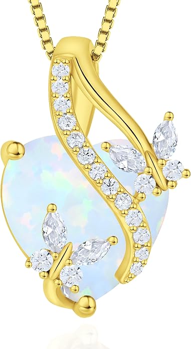 Butterfly Necklaces for Women Sterling Silver Infinity Heart Pendant Birthstone Jewelry Gift with 14k Yellow Gold/Rose Gold Plated