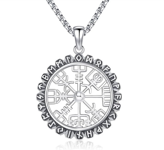 Eusense Viking Necklace for Men Women 925 Sterling Silver Pendant Thors Hammer/Norse Runes/Odin's Ravens/Wolf/Dragon/Snake/Yggdrasil/Freya/Helm of Awe/Valknut/Triskelion/Axe/Shield Viking Jewelry