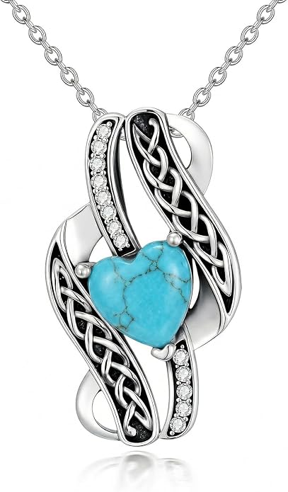 PELOVNY Celtic Knot Necklaces for Women 925 Sterling Silver Gemstone/Birthstone Teardrop Infinity Necklace Irish Celtic Pendant Jewelry Gifts for Mom Daughter Wife
