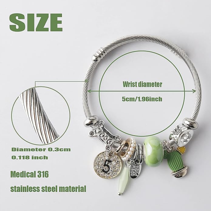 DS Charm Bracelets for girls,exquisite cute cartoon friendship bracelets Silver Stainless Steel Bangle with birthday Gift box, Adjustable girls jewelry Suitable for holiday gifts