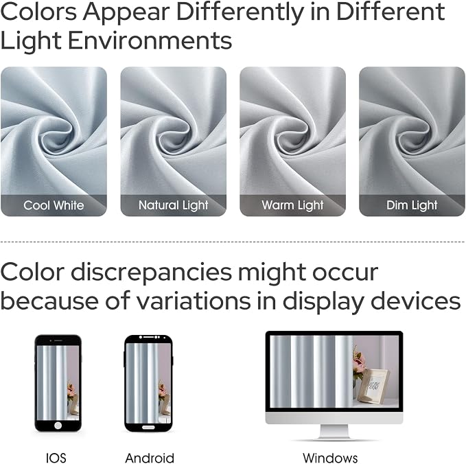 HOMEIDEAS 2 Panels Greyish White Faux Silk Blackout Luxury Curtains, 52 X 84 Inch Room Darkening Satin Thermal Insulated Window Drapes for Bedroom Decor, Indoor
