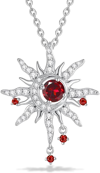 FANCIME Soluna Nexus Necklace for Women Sterling Silver Moon Jewelry Sun Pendant Fine Jewelry Gemstone Birthday Mothers Day Gifts for Wife