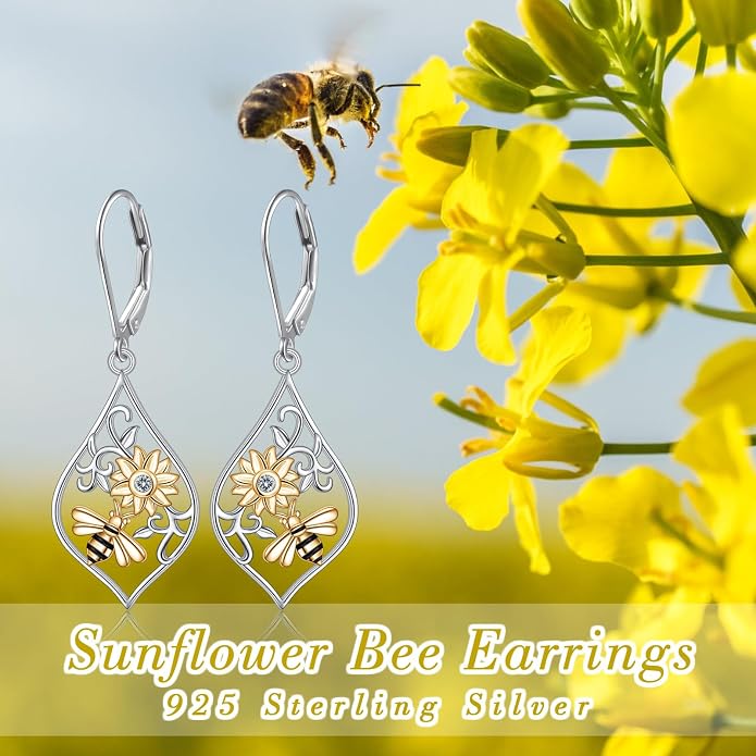 925 Sterling Silver Filigree Dangle Drop Earrings Daisy/Lotus/Rose Flower/Moonstone Leverback Teardrop Earrings for Women Infinity Celtic Knot Daisy Lotus Jewelry for Mothers Day