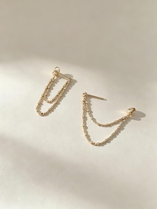 Tassel Earrings for Women Gold Plated Silver Chain Earrings Dainty Minimalist Dangle Drop Studs