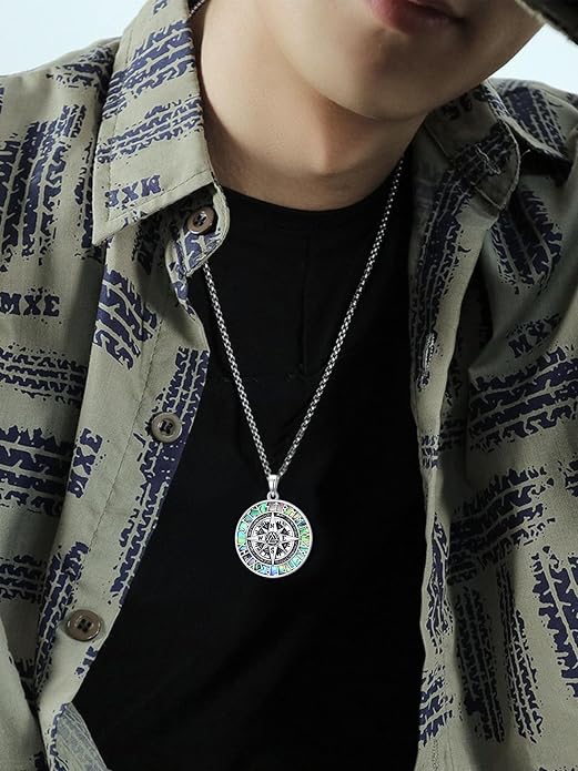 POIUY Graduation Gifts for Men, Compass Necklace, 18k White & Black Gold Plated - Compass Pendant, Graduation Jewelry, Anniversary Birthday Gift for Graduates College Students Son Brother Him