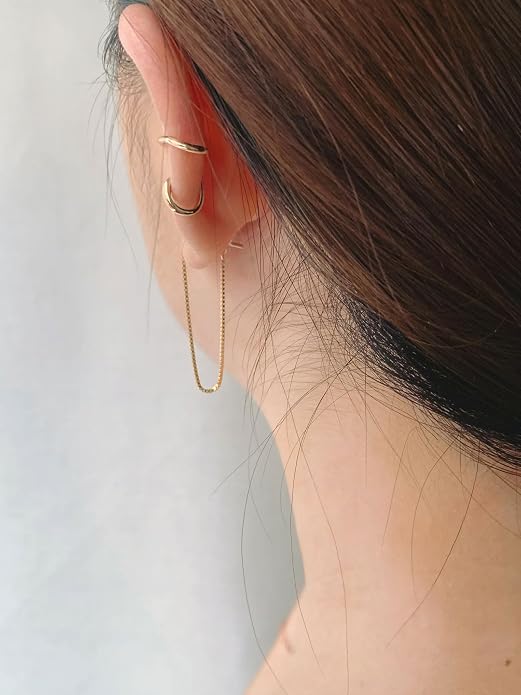 Tassel Earrings for Women Gold Plated Silver Chain Earrings Dainty Minimalist Dangle Drop Studs