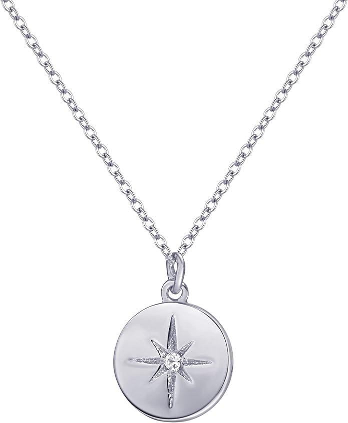 S.Leaf Gold Dainty Pendant Necklaces for Women Sterling Silver Gold Plated Layered Horizontal Vertical Bar Star Starburst Moon Cubic Zirconia Lariat Necklace for Women Trendy Gifts