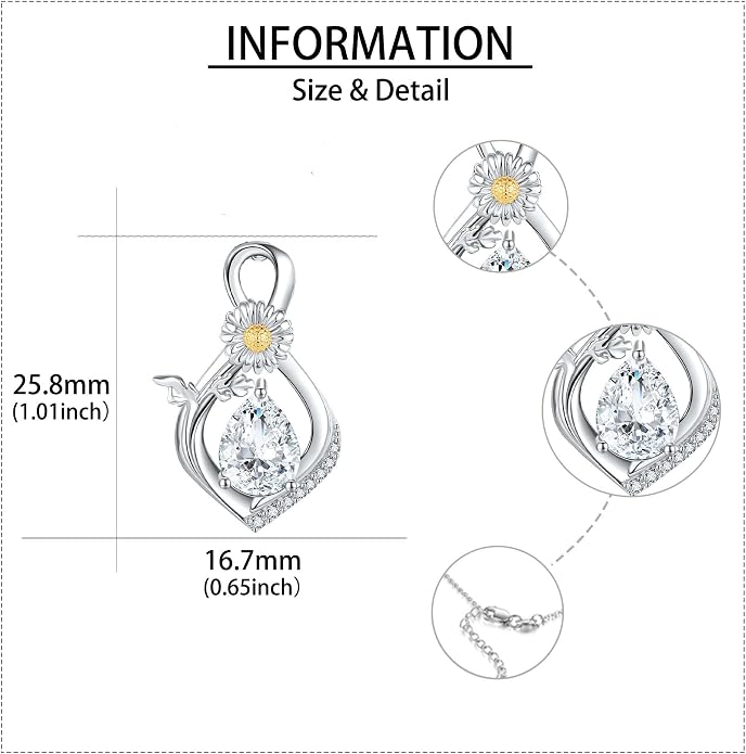 Birth Flower Necklace Infinity Birthstone Necklace 925 Sterling Silver Crystal Pendant Birth Flower Jewelry for Women Girls