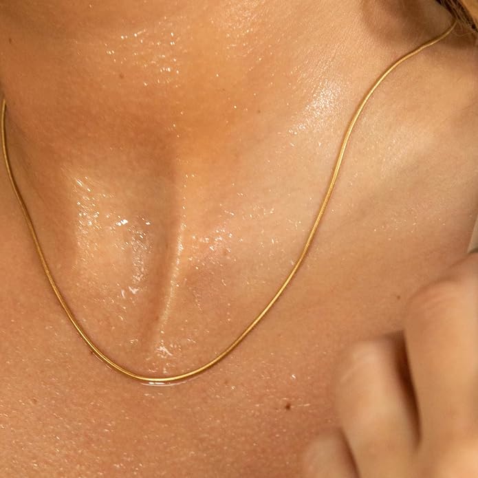CHESKY Gold Necklace for Women-14K Plated/S925 sterling silver Snake Chain Necklace Dainty Simple Chunky Herringbone Necklace Gold Choker Necklaces Jewelry for Women Mothers Day Gifts for Mom
